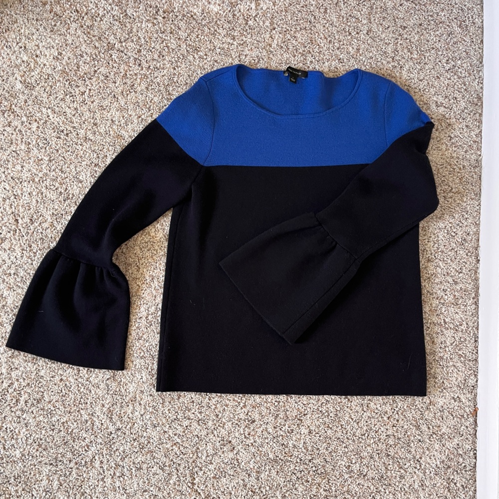 Ann Taylor Color Block Bell Sleeve Sweater size Large